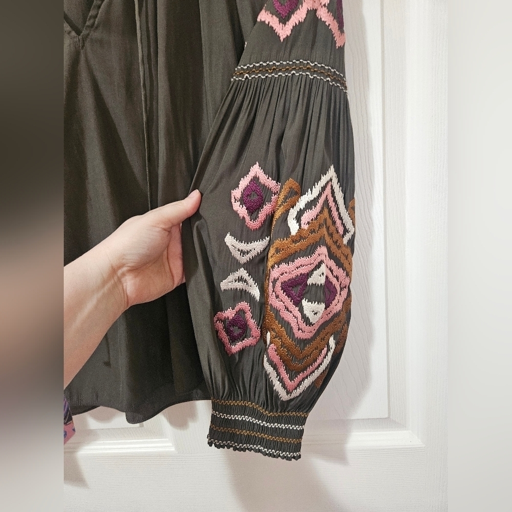 Marie Oliver Blouse Embroidered Sleeves Size S - Picture 4 of 7